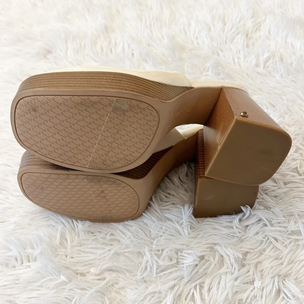 Sam Edelman Shay Mule Vanilla Bean block patent leather heel women size 8